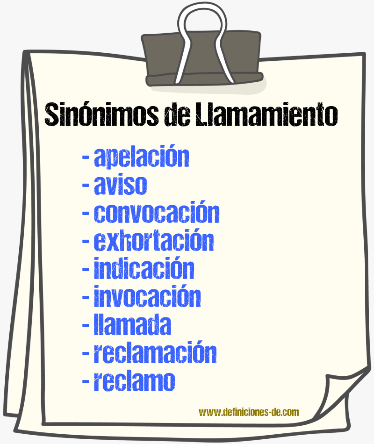 Sinnimos de llamamiento