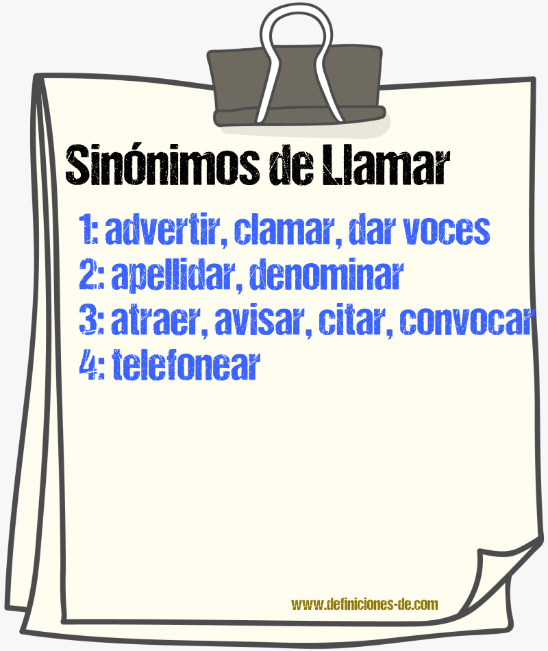 Sinnimos de llamar