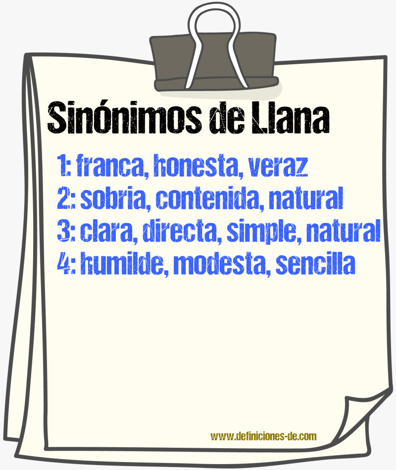 Sinónimos de llana