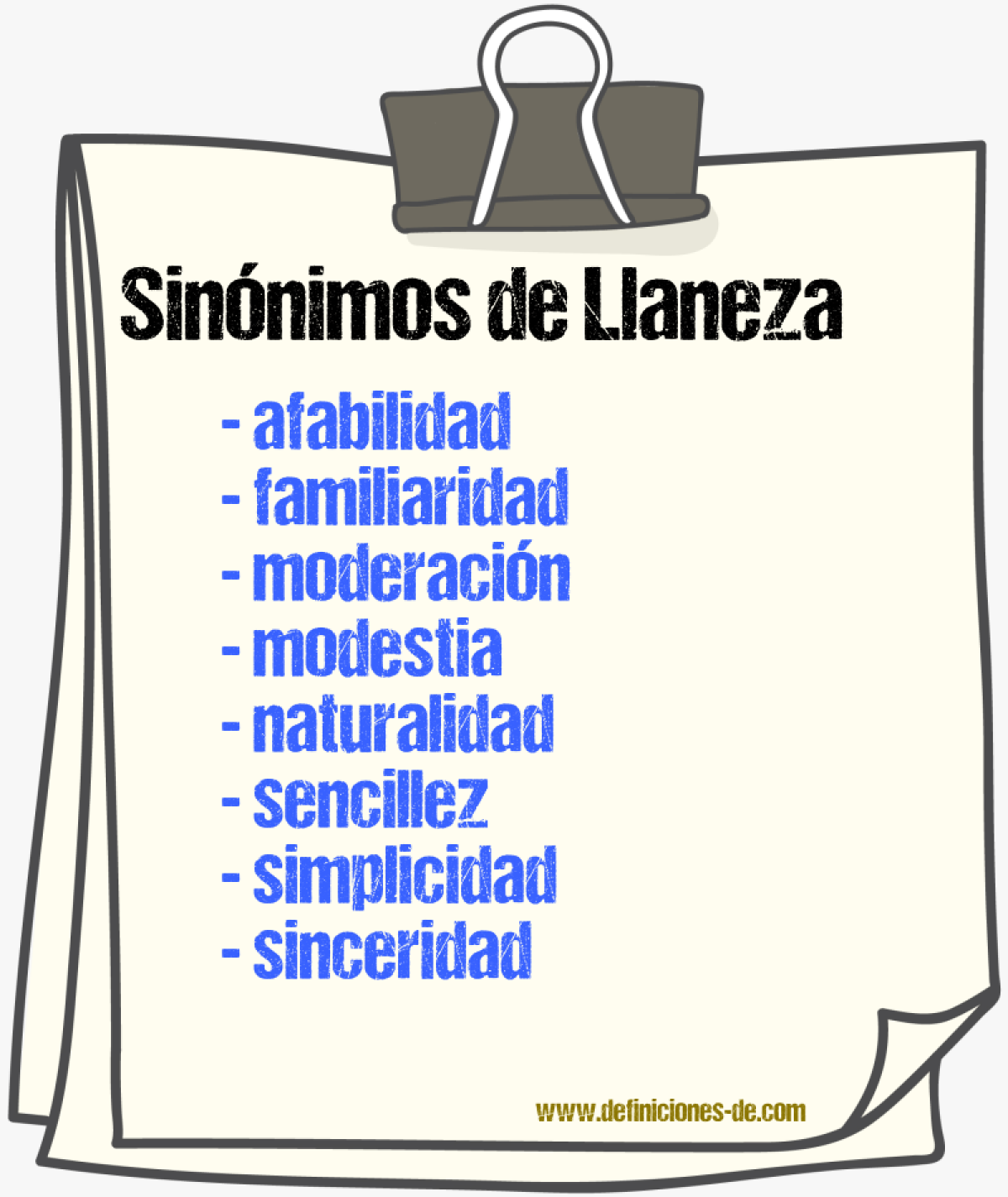 Sinnimos de llaneza