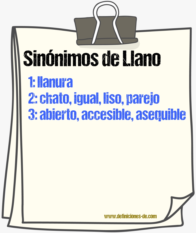 Sinnimos de llano