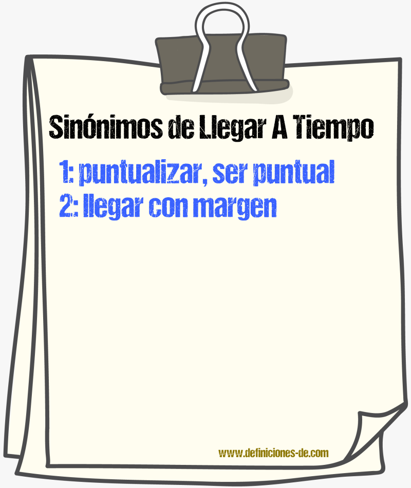 Sinónimos de llegar a tiempo