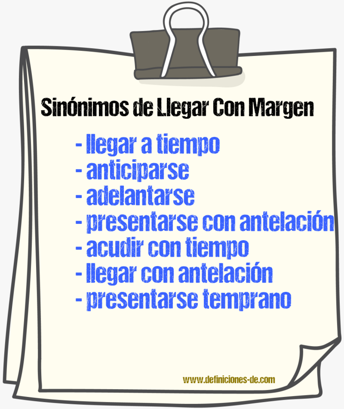 Sinónimos de llegar con margen