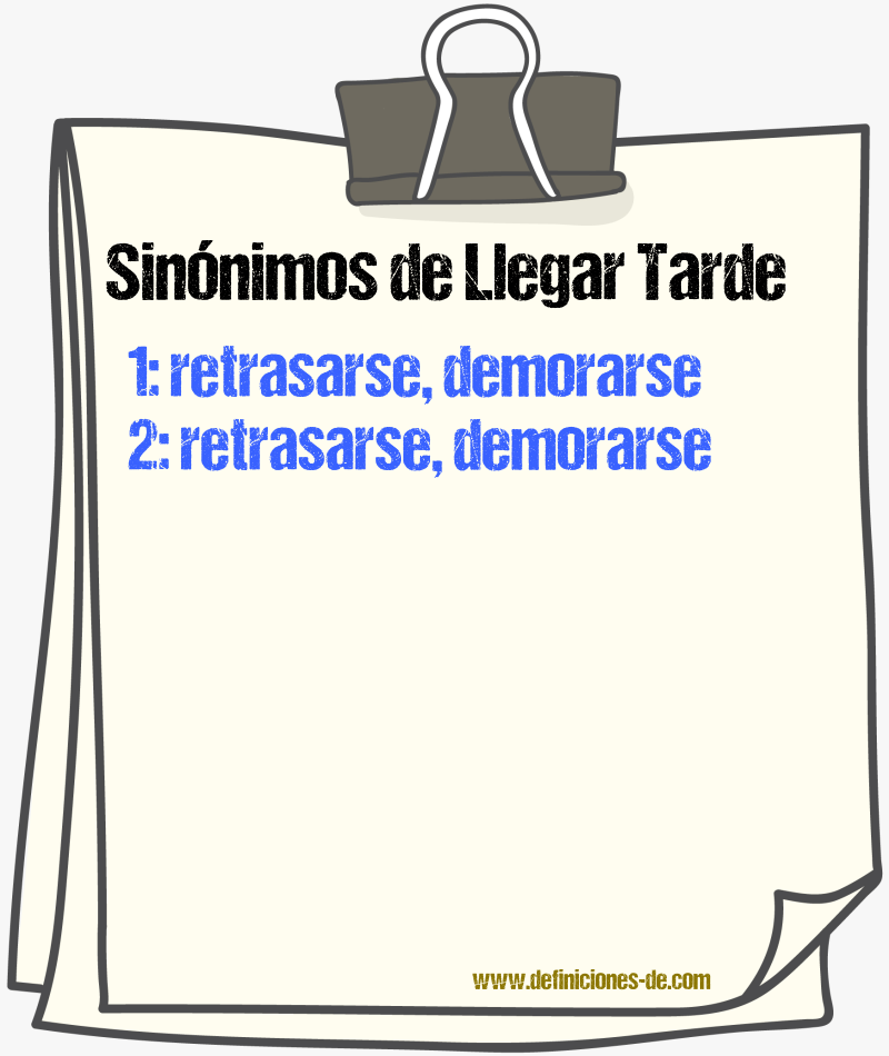 Sinónimos de llegar tarde