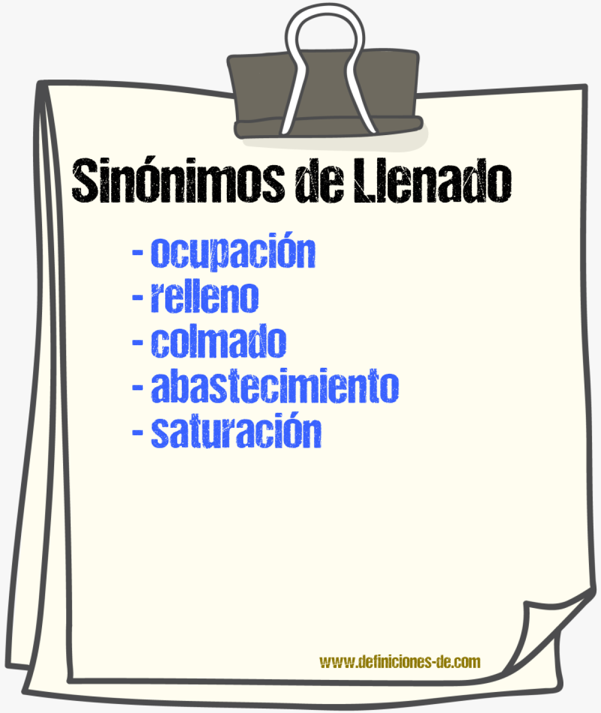 Sinónimos de llenado