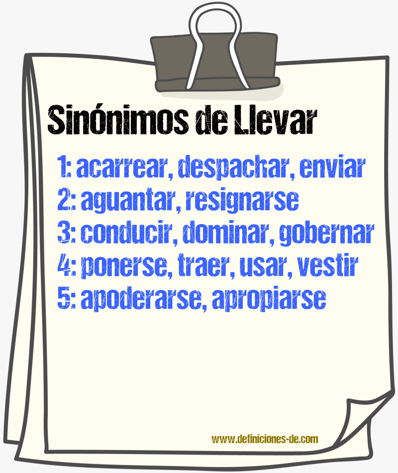 Sinnimos de llevar