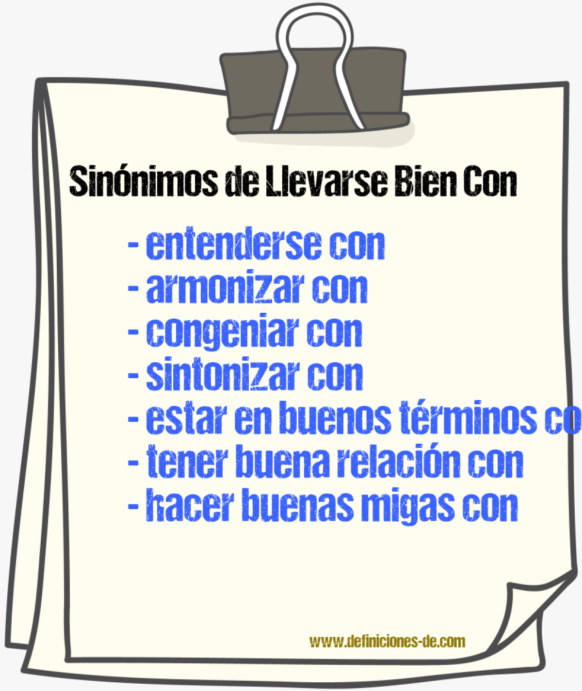 Sinónimos de llevarse bien con