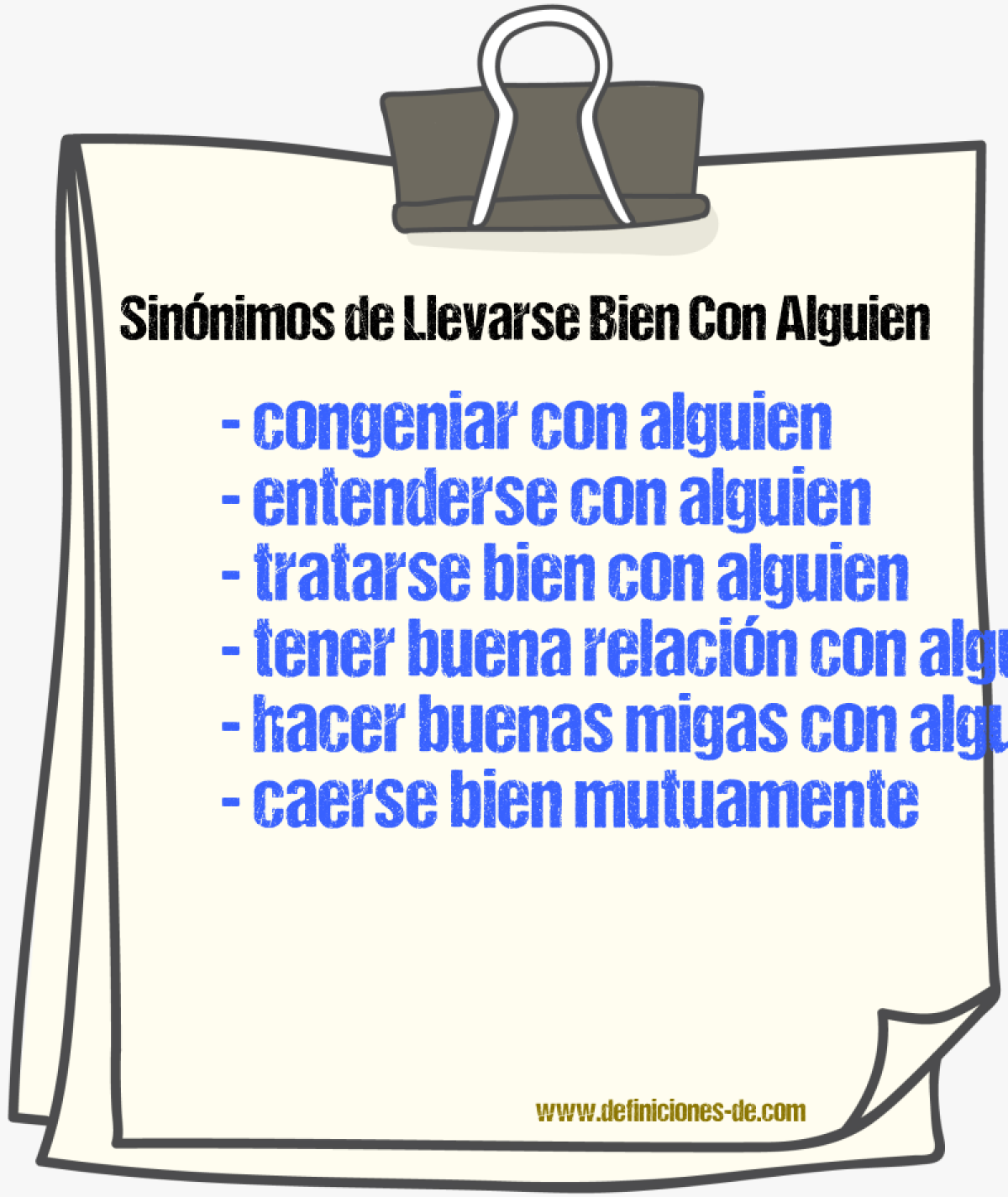 Sinónimos de llevarse bien con alguien