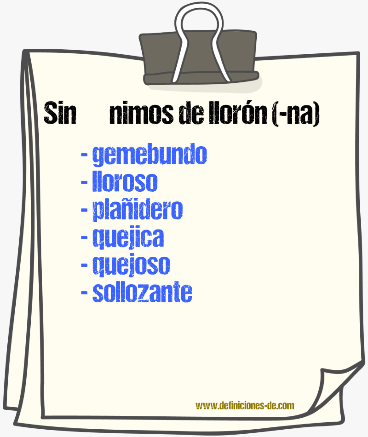 Sinnimos de llorn