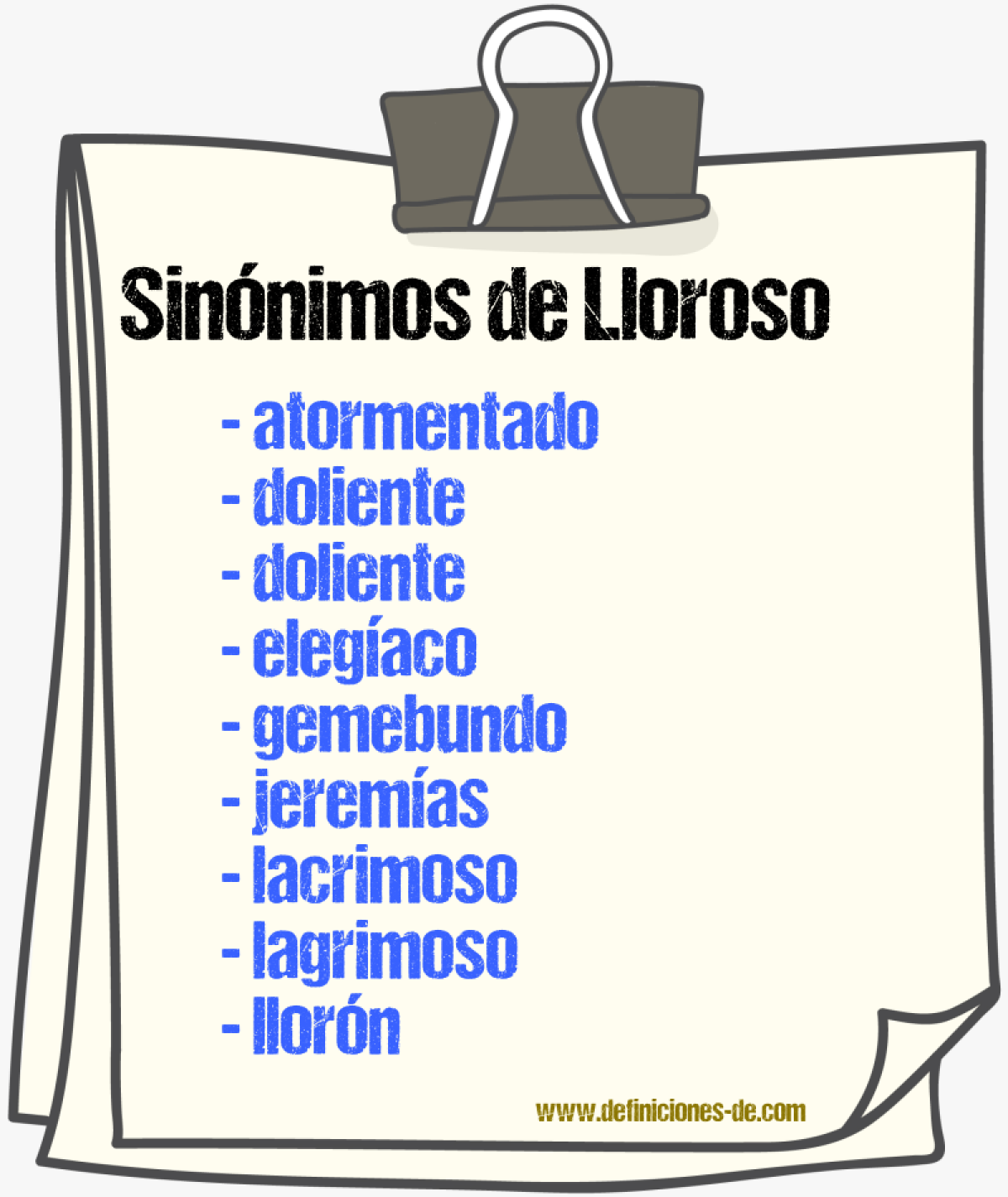 Sinnimos de lloroso