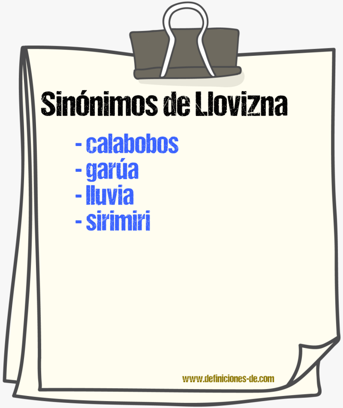 Sinnimos de llovizna