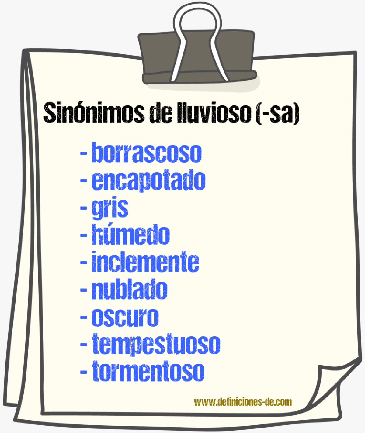 Sinnimos de lluvioso