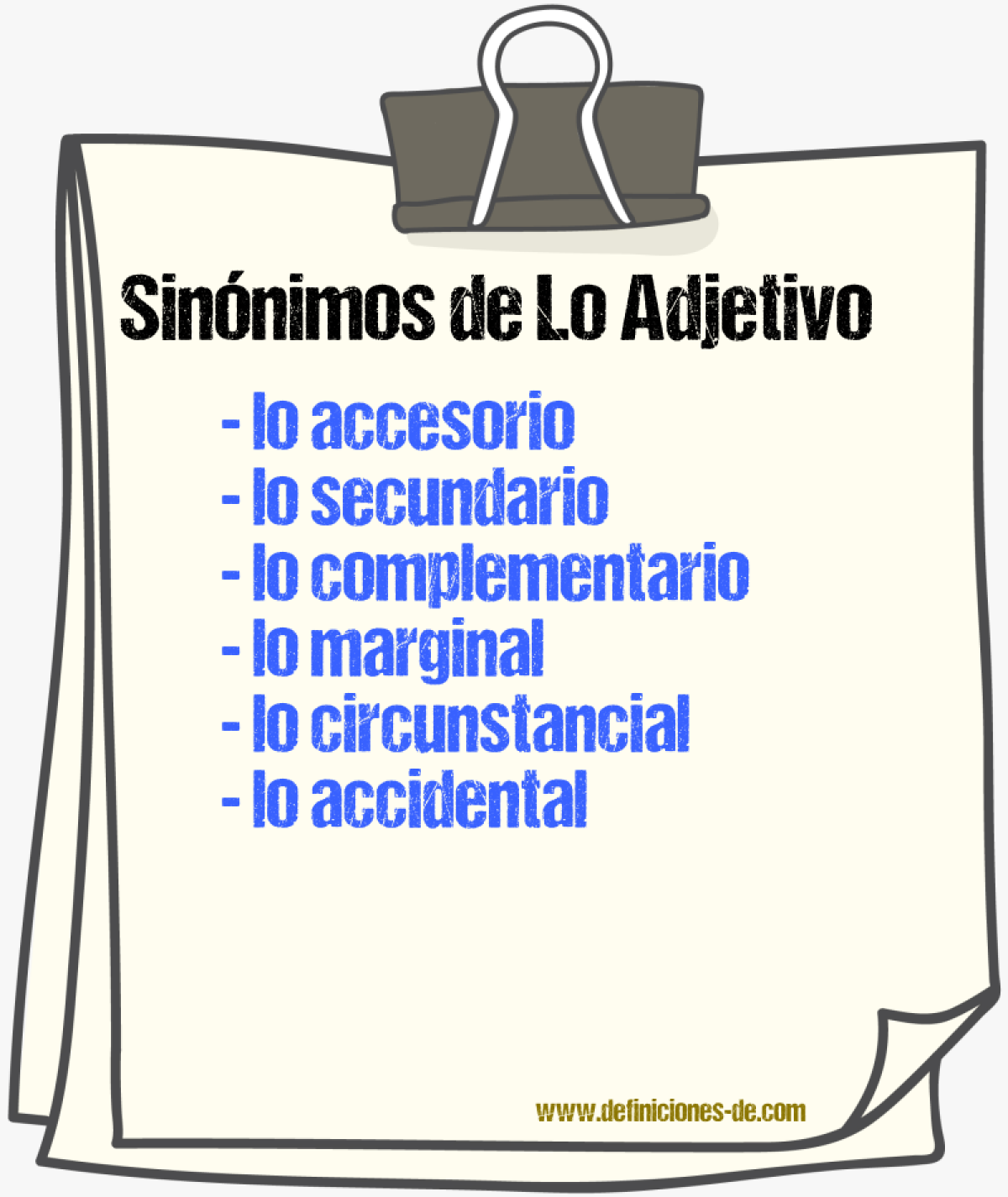 Sinónimos de lo adjetivo