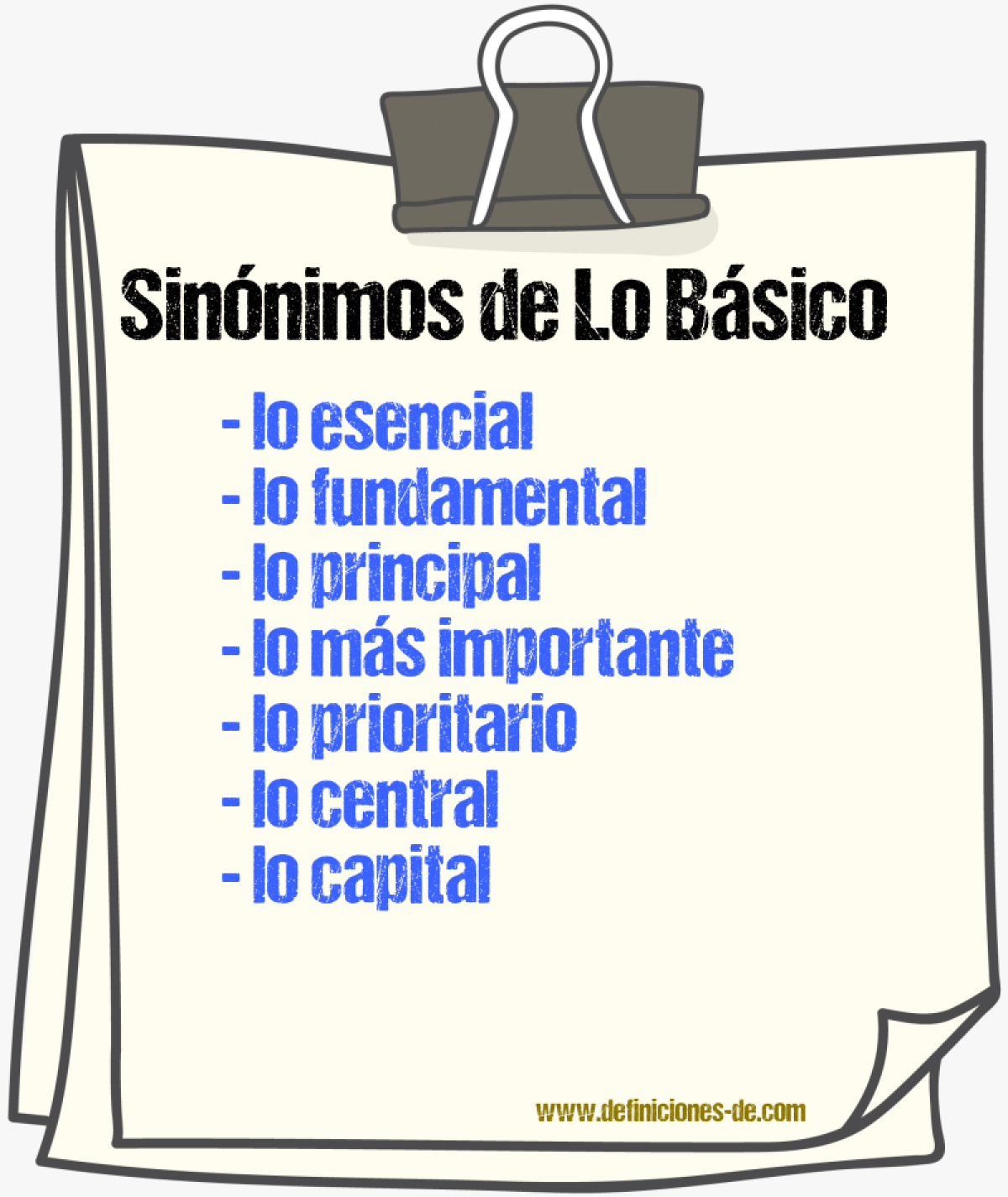 Sinónimos de lo básico