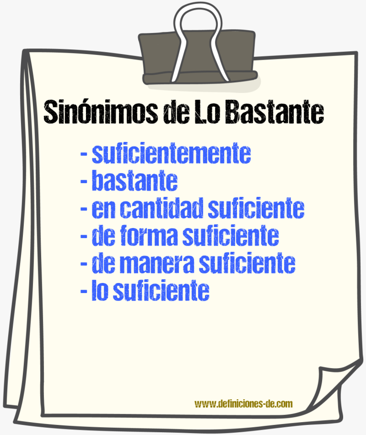 Sinónimos de lo bastante