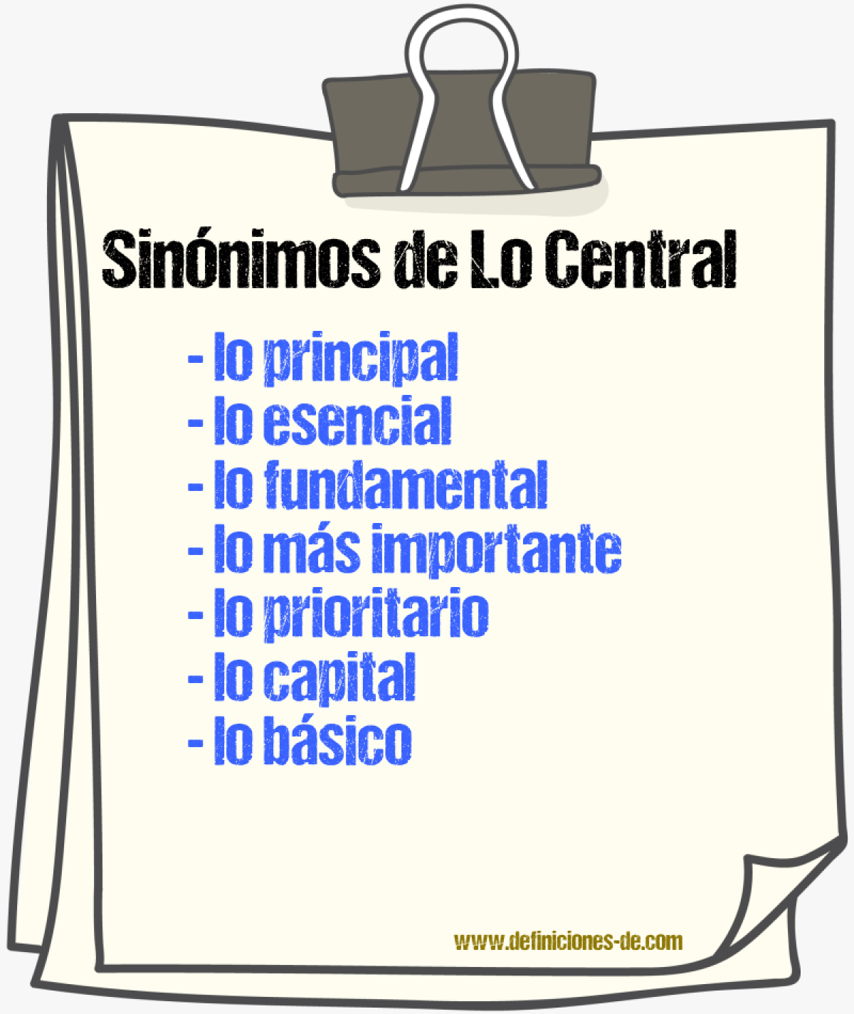 Sinónimos de lo central