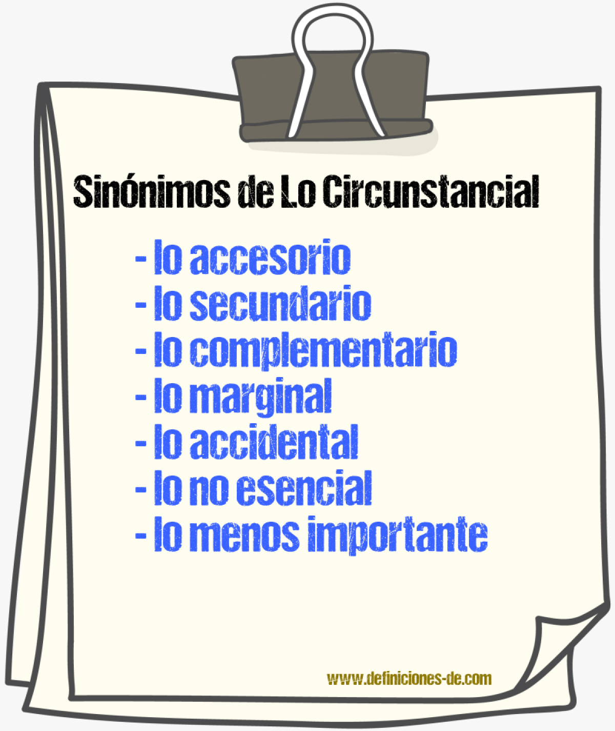 Sinónimos de lo circunstancial