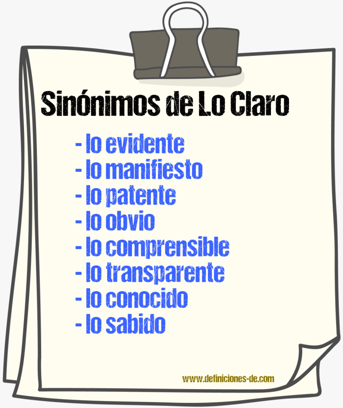 Sinónimos de lo claro