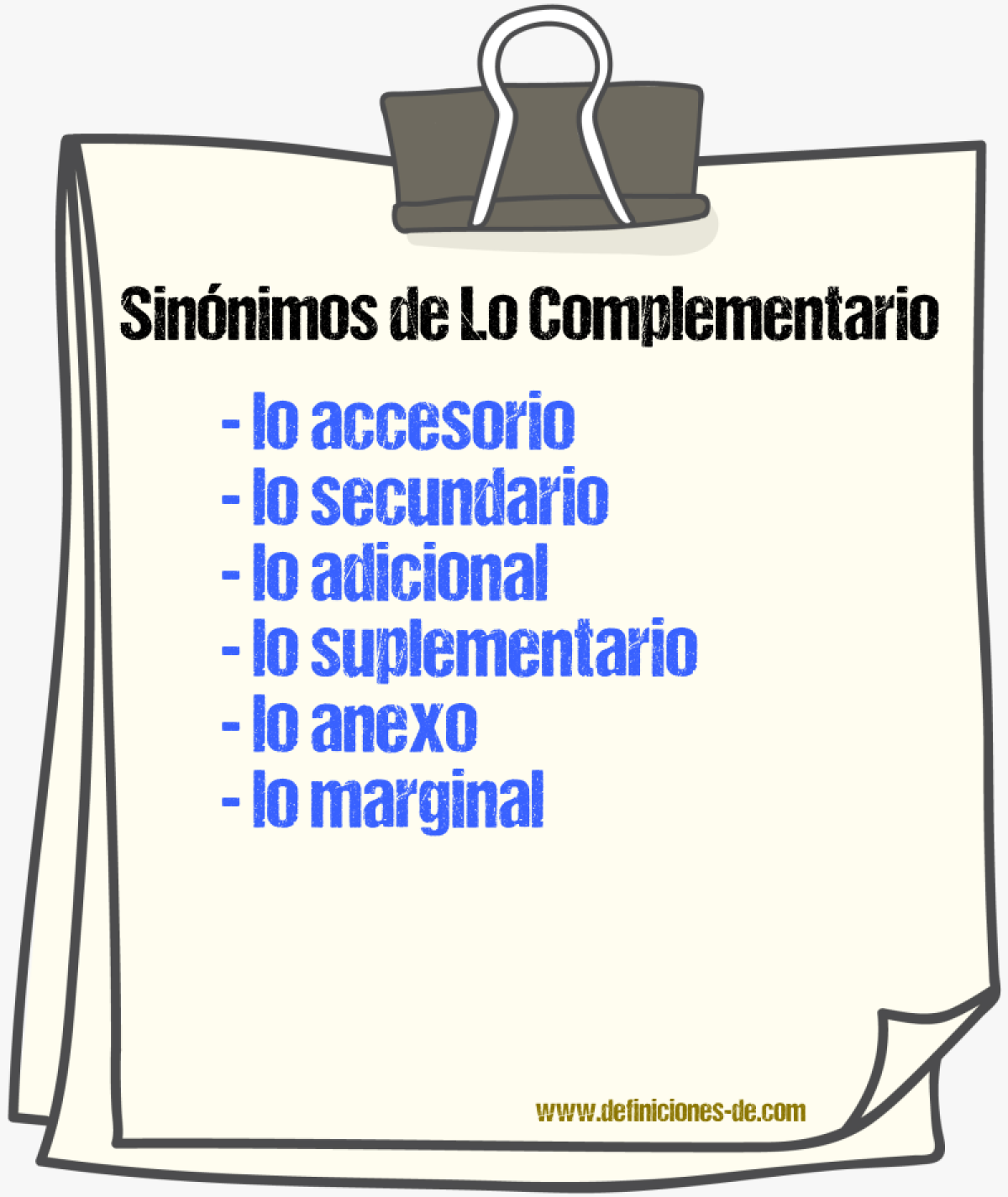Sinónimos de lo complementario