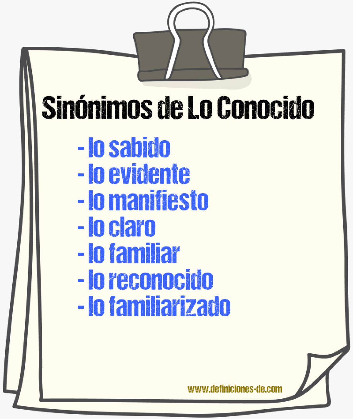 Sinónimos de lo conocido