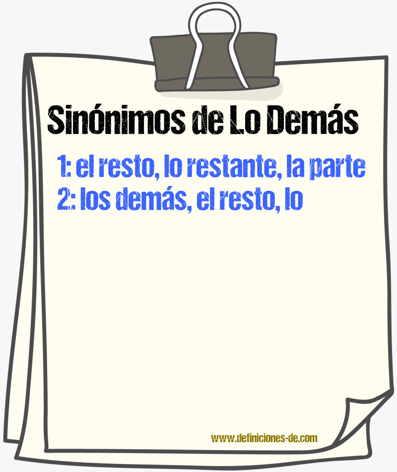 Sinónimos de lo demás