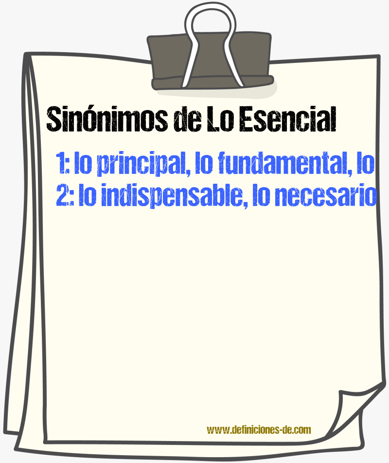 Sinónimos de lo esencial