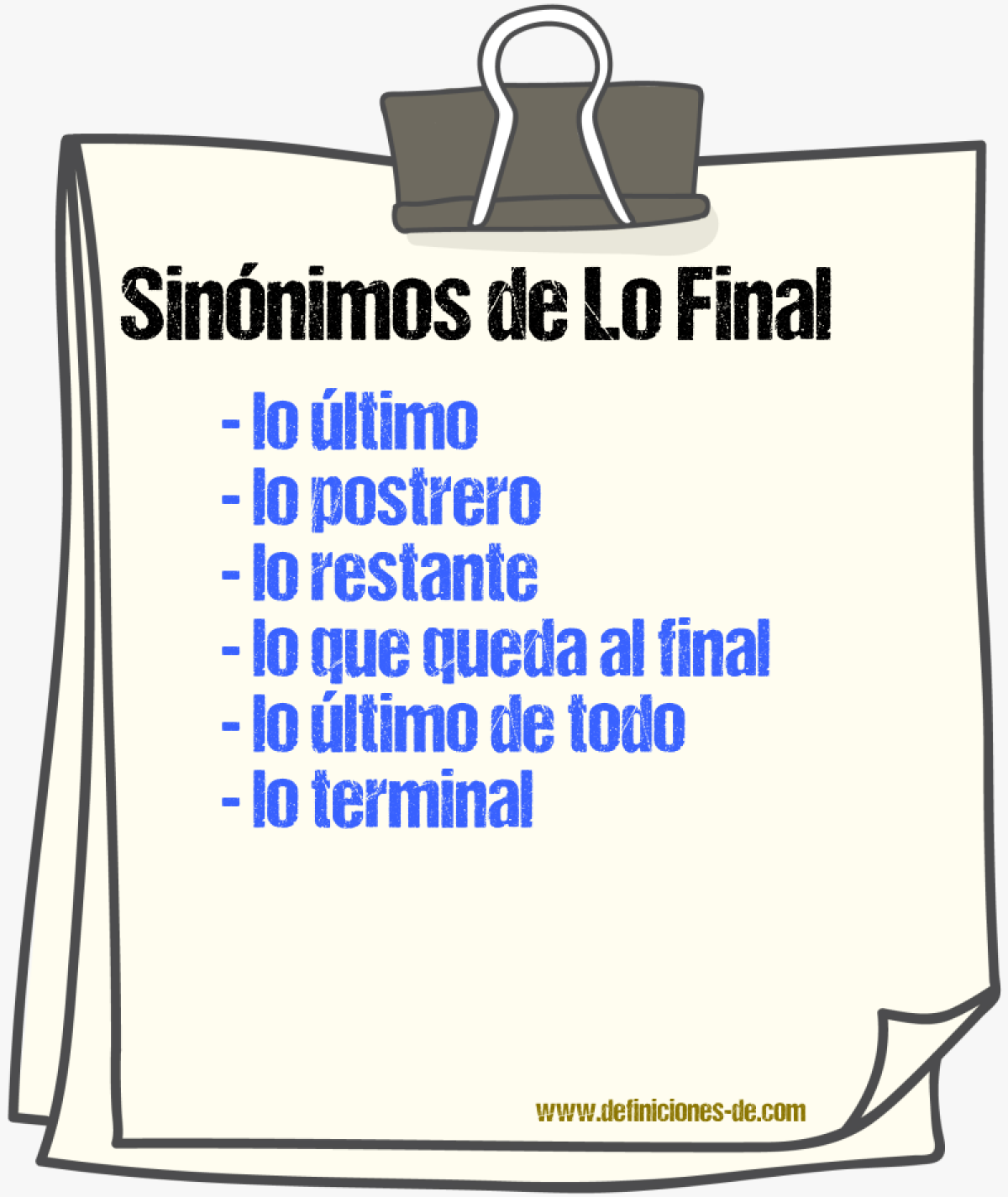 Sinónimos de lo final