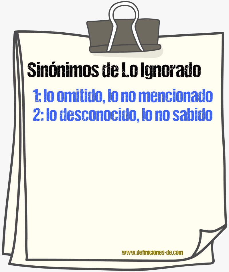 Sinónimos de lo ignorado