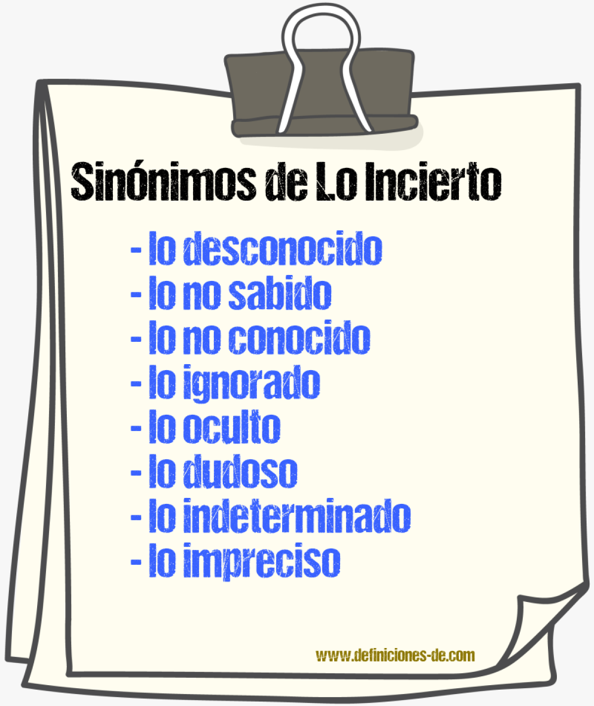 Sinónimos de lo incierto