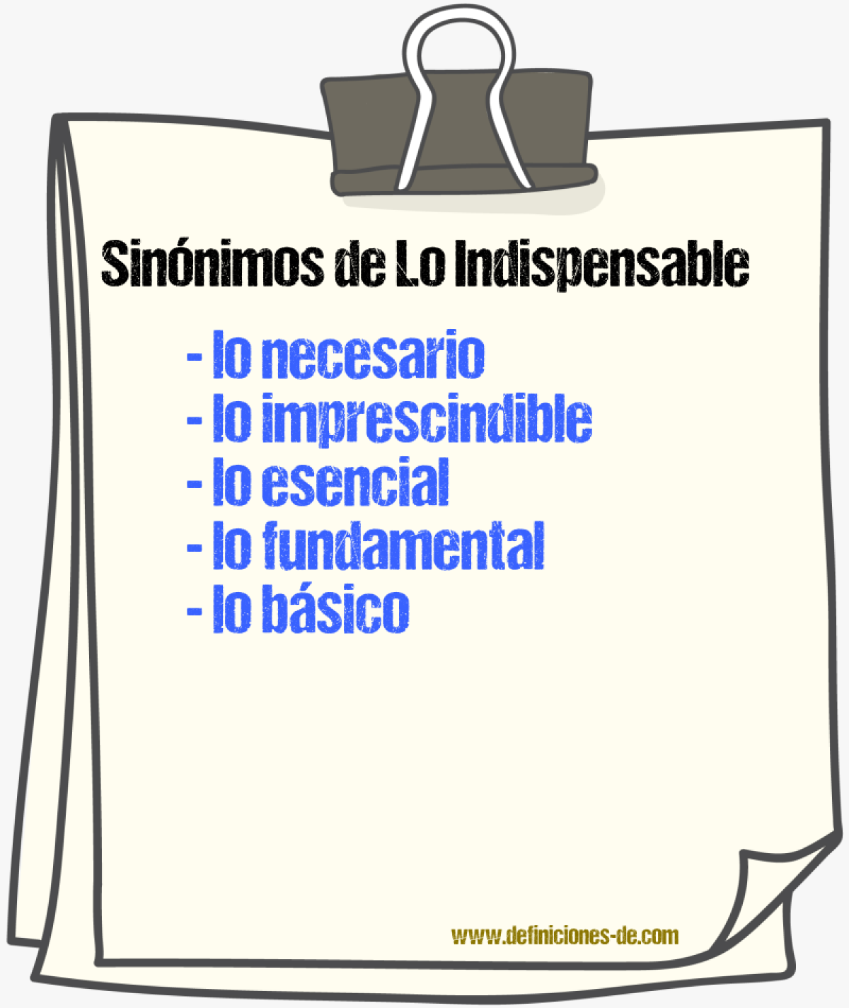 Sinónimos de lo indispensable
