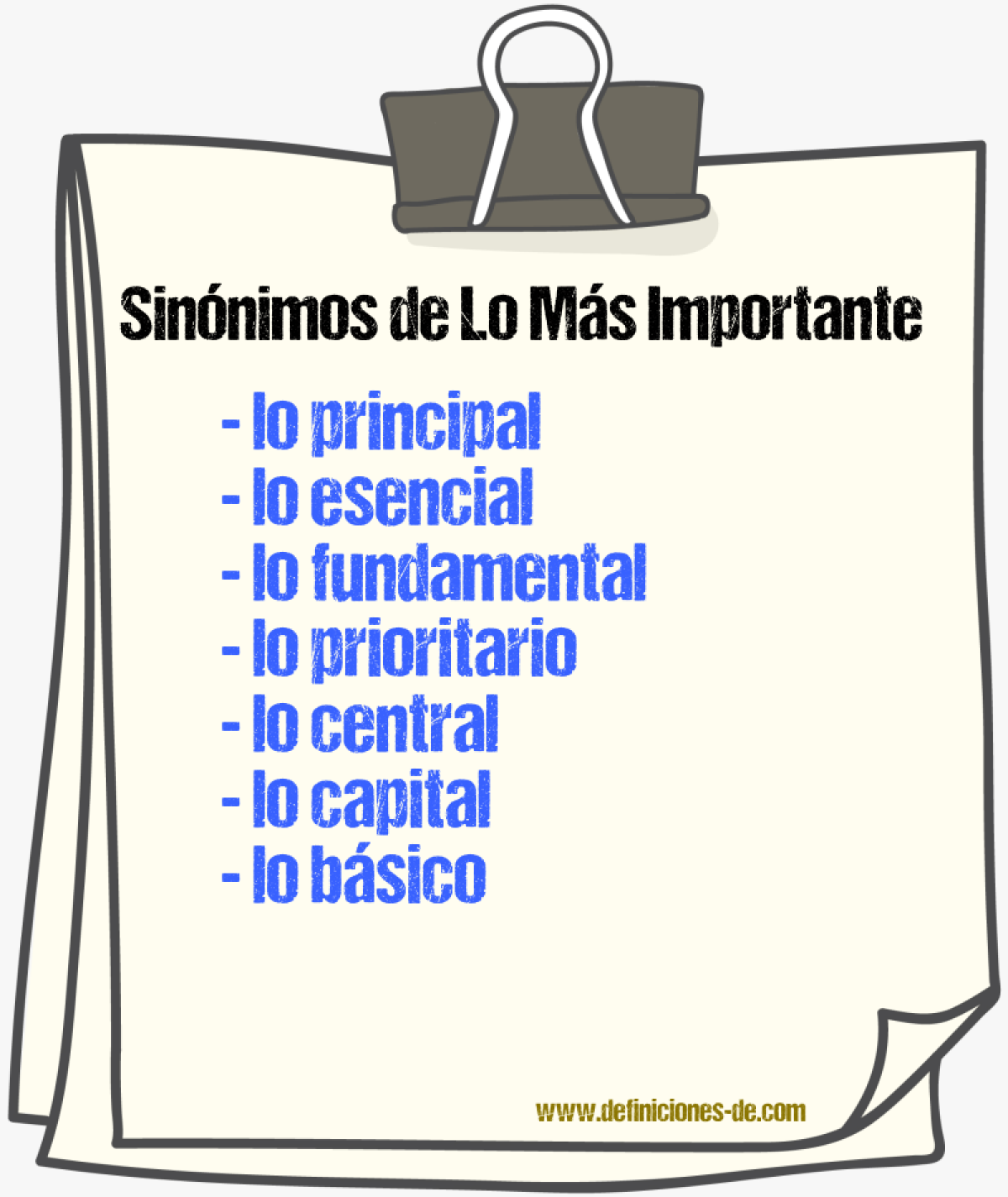 Sinónimos de lo más importante