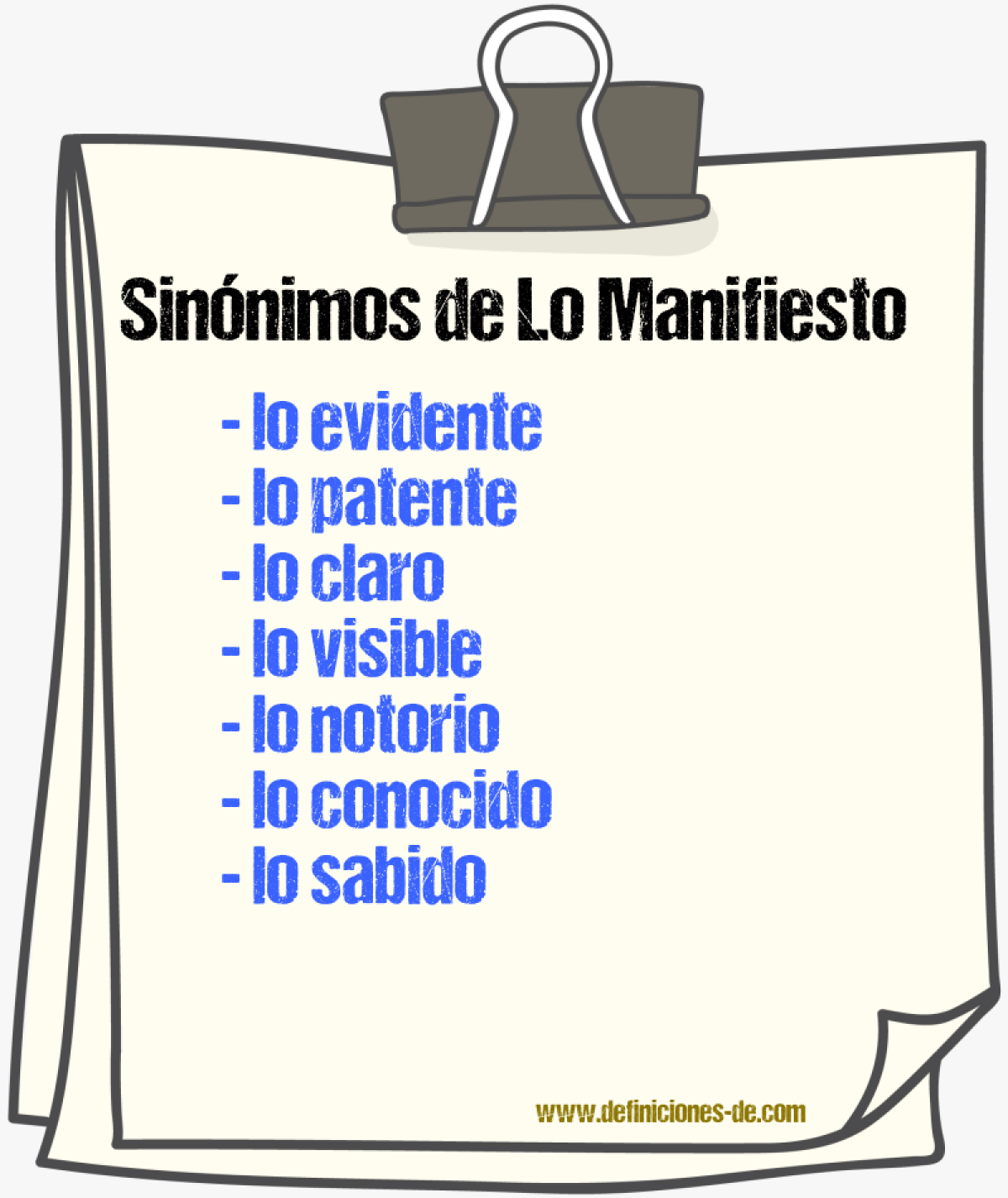 Sinónimos de lo manifiesto