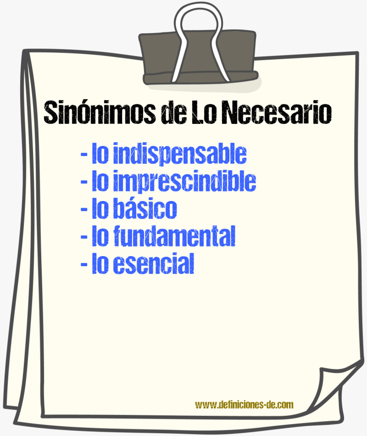 Sinónimos de lo necesario