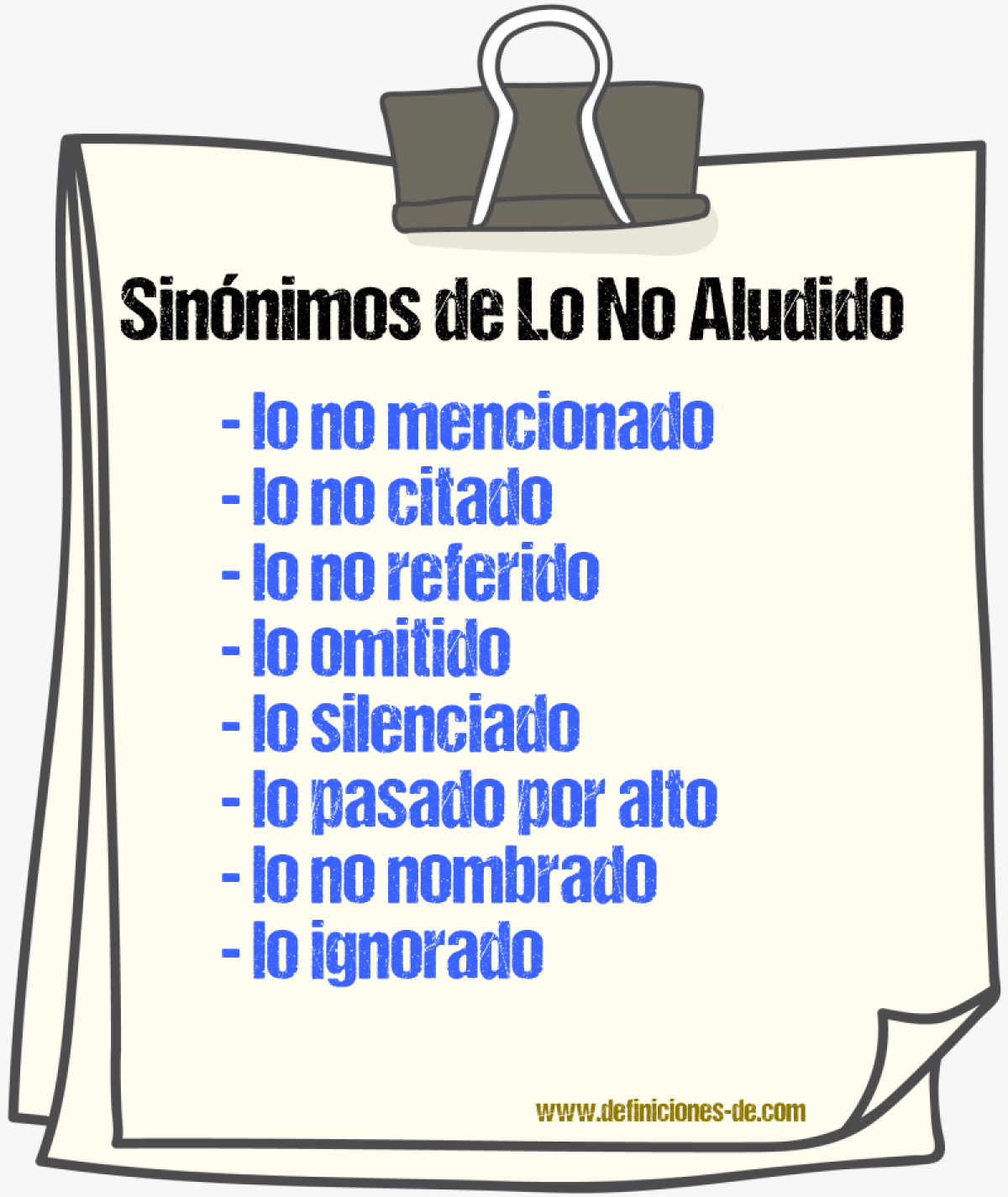Sinónimos de lo no aludido