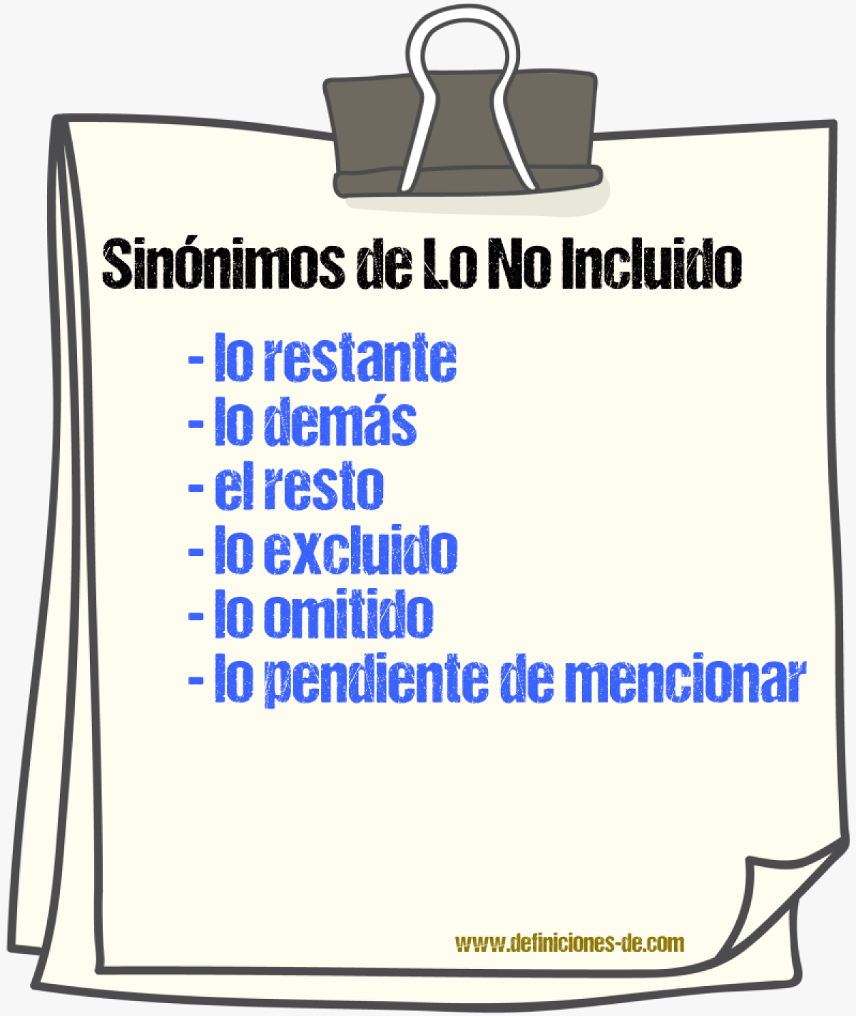 Sinónimos de lo no incluido