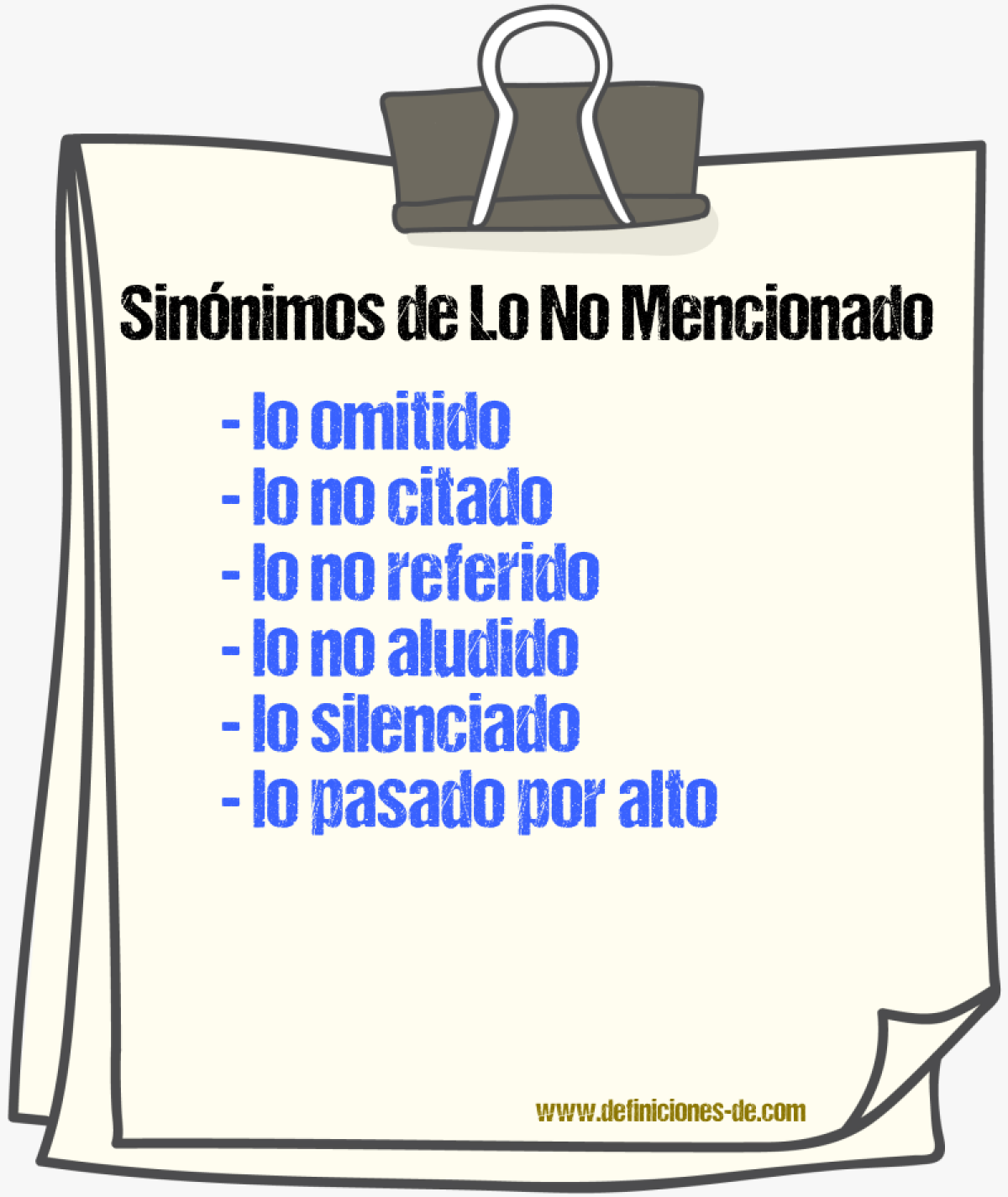 Sinónimos de lo no mencionado