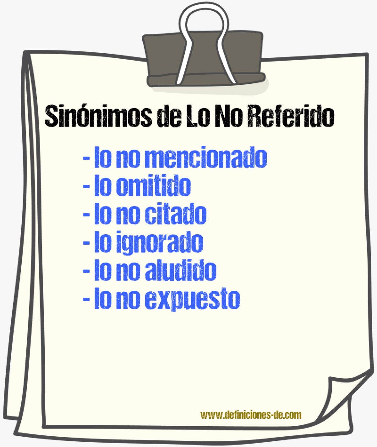Sinónimos de lo no referido