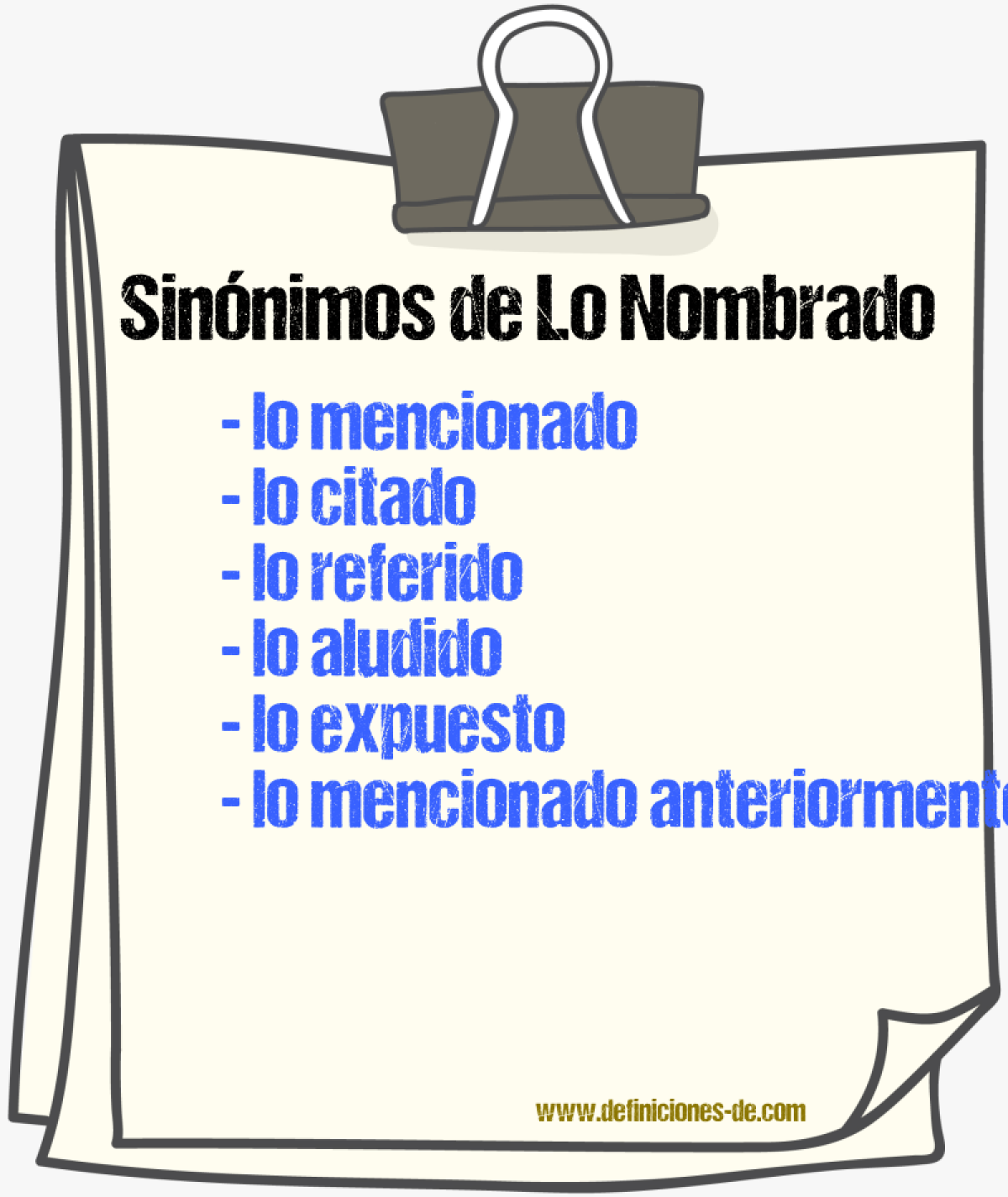 Sinónimos de lo nombrado