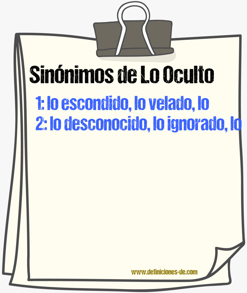 Sinónimos de lo oculto