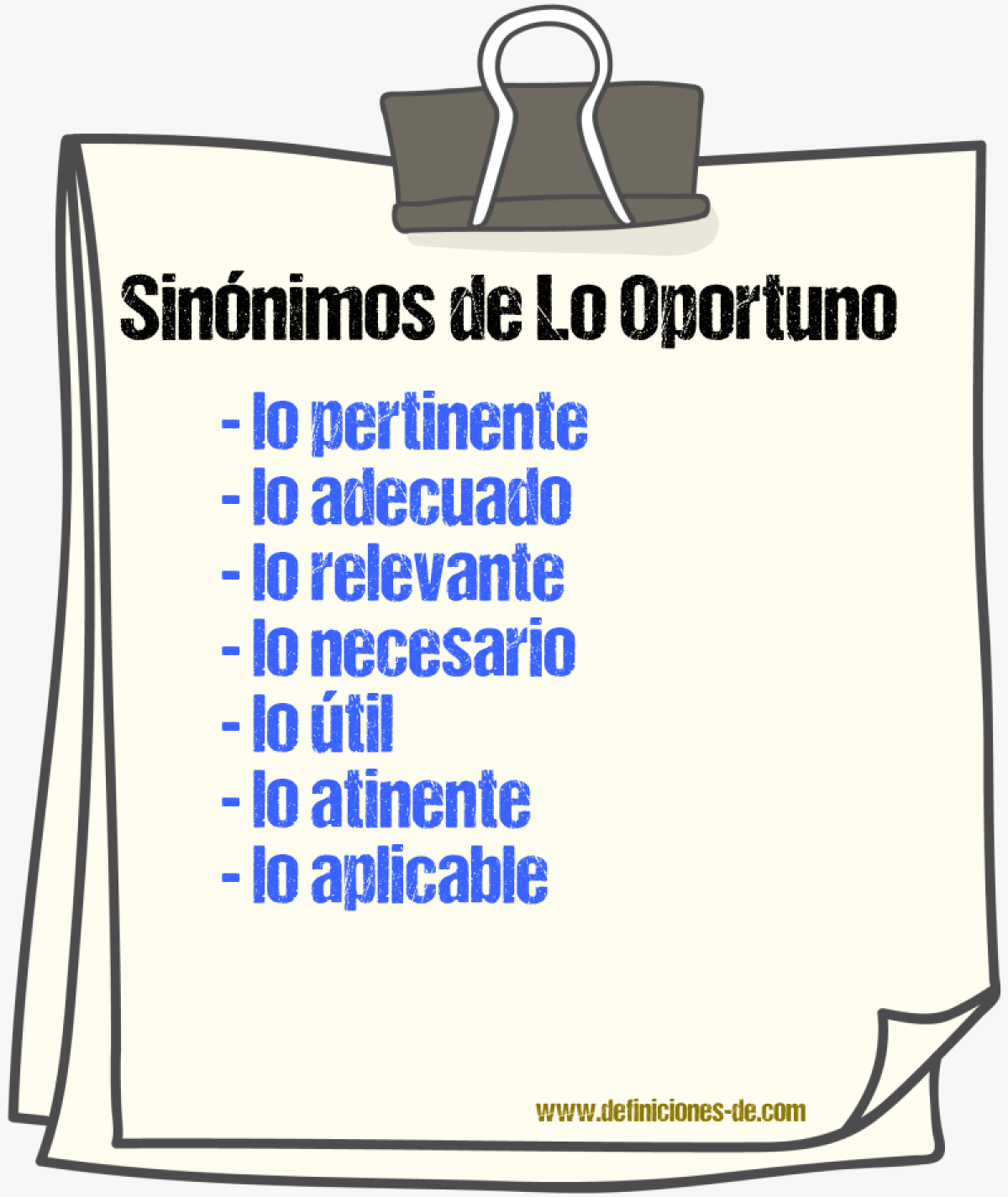 Sinónimos de lo oportuno