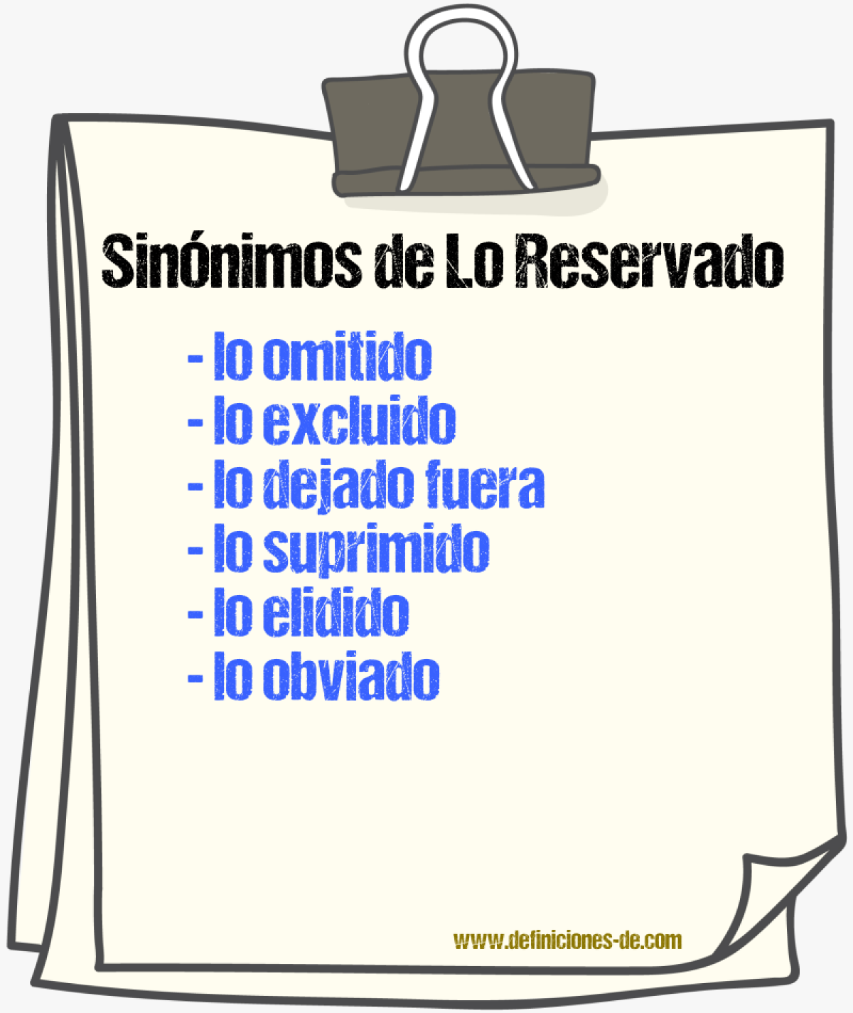 Sinónimos de lo reservado