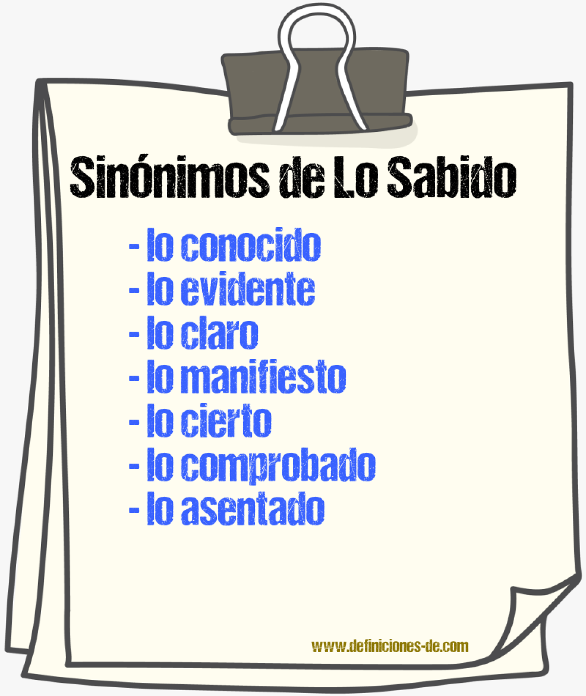 Sinónimos de lo sabido