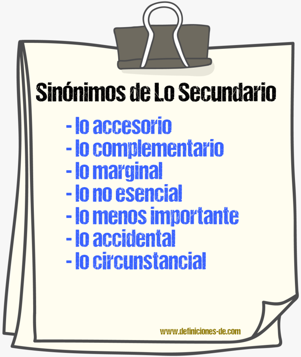 Sinónimos de lo secundario