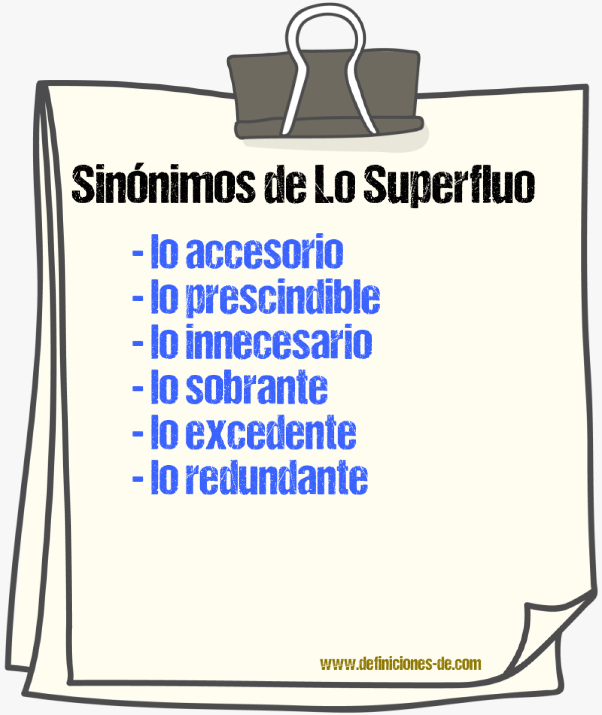 Sinónimos de lo superfluo