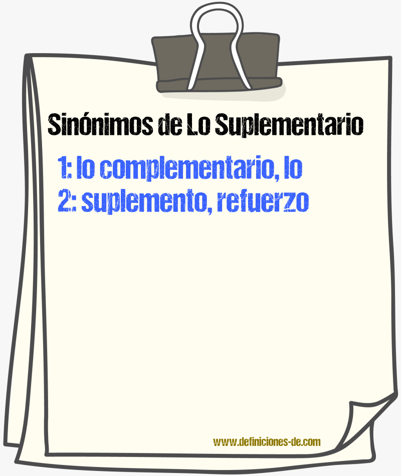 Sinónimos de lo suplementario