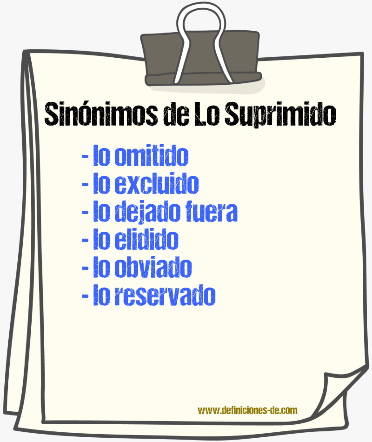 Sinónimos de lo suprimido