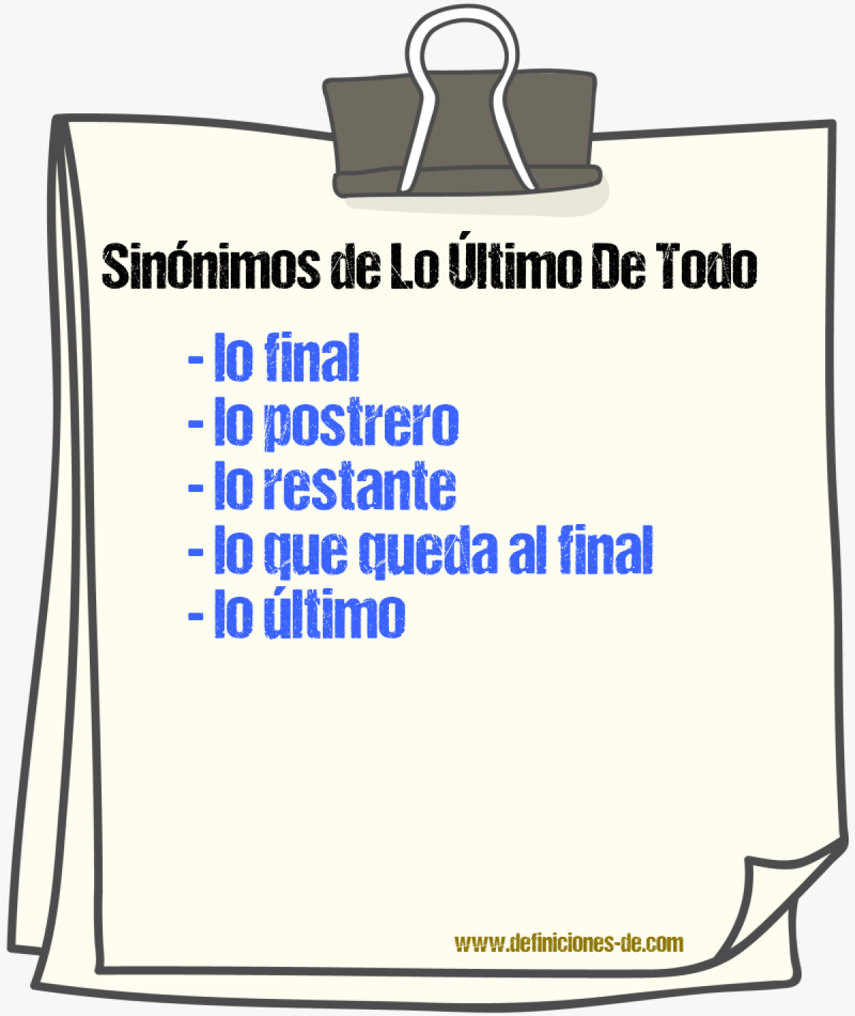 Sinónimos de lo último de todo