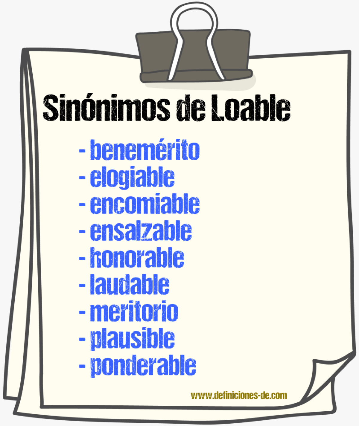 Sinnimos de loable