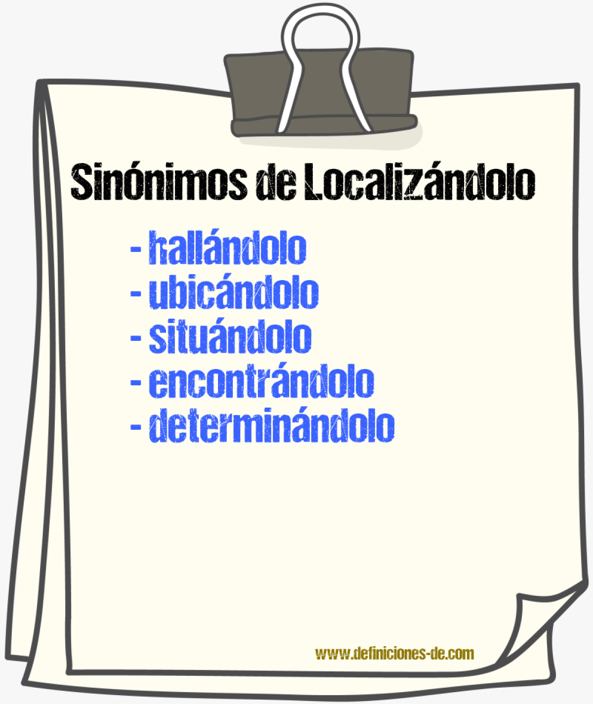 Sinónimos de localizándolo