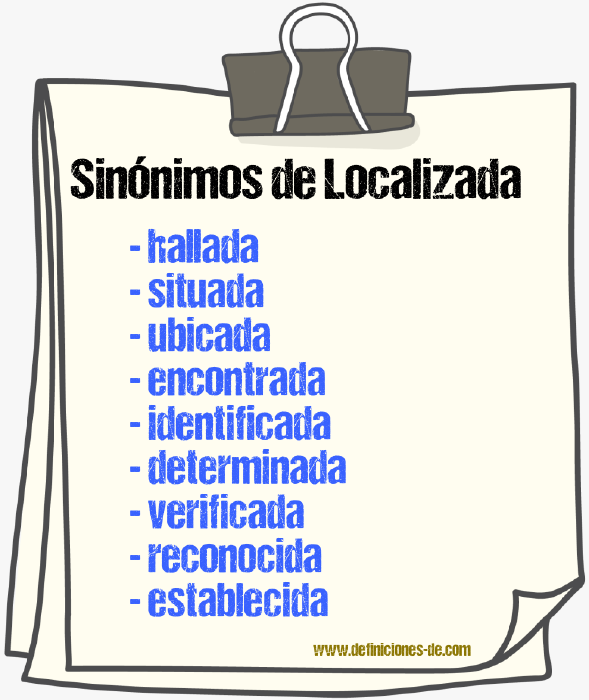 Sinónimos de localizada